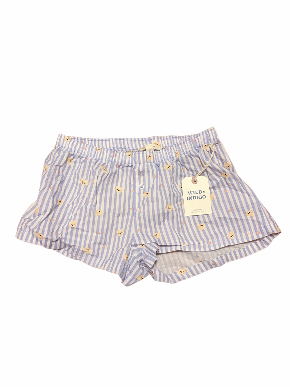 Indigo Blue Stripe With Teddy Bears Sleep Shorts